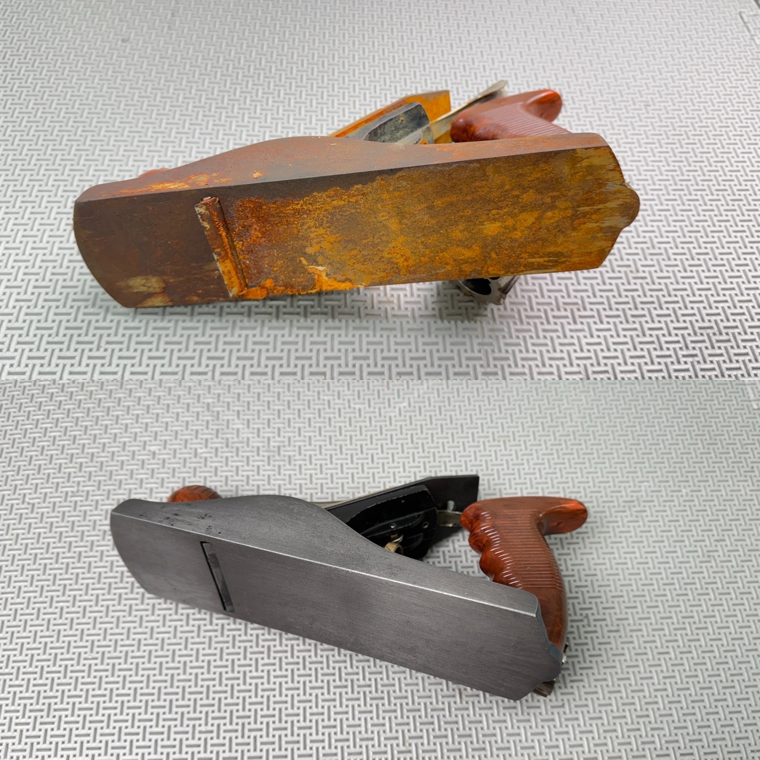 Hand plane before and after rust removal