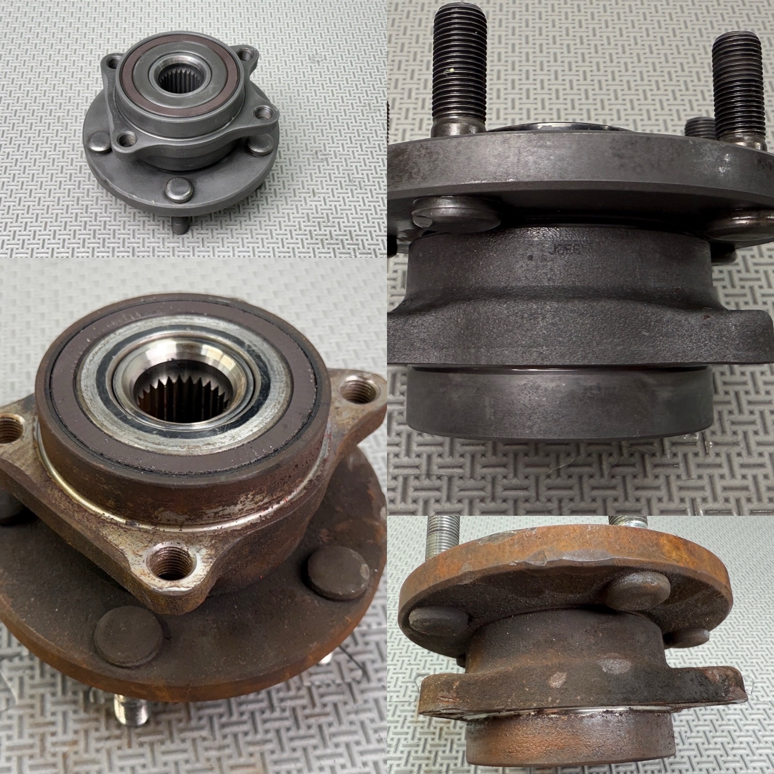 Wheel hub before and after rust removal